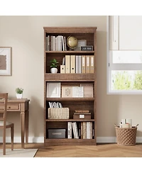 gaomon Vintage 5-Tier Wooden Bookshelf, Double Fluted Design Tall Bookcase