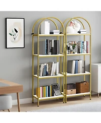 gaomon 4-Tier Modern Arched Bookshelf with Metal Frame, Tall Open Display Rack