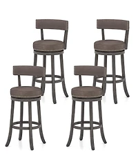Gymax Bar Height Chairs Set of w/ 360degree(s) Swivel Seat Back and Cushioned Seat