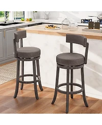 Gymax Bar Height Chairs Set of 2 w/ 360degree(s) Swivel Seat Back and Cushioned Seat