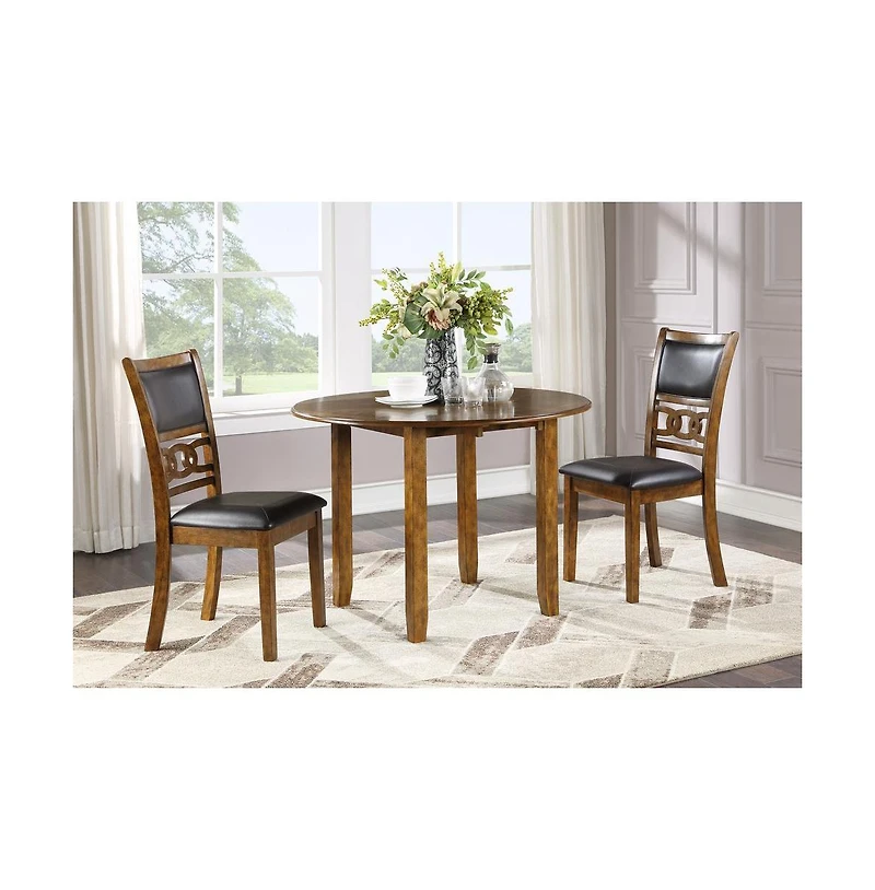 New Classic Furniture Furniture Gia Solid Wood Dining Drop Leaf Table 2 Chairs