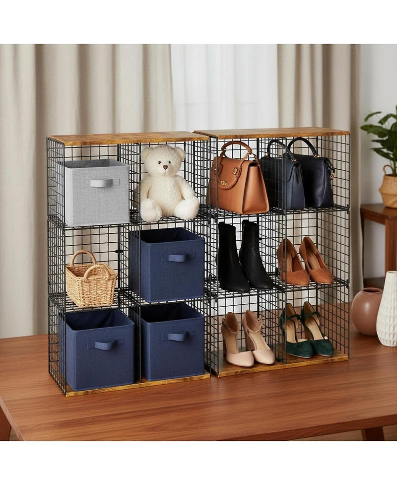 Yigii 6 Cube Wire Closet Organizer Storage Shelf with Woodtop Sturdy Modular for Clothes Books Bedroom Office