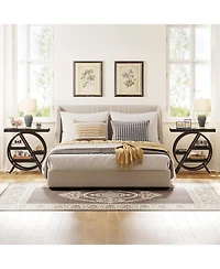 Tribesigns 3-Tier End Table Set of 2, Narrow Sofa Side with Storage, Industrial Nightstand Geometric Metal Frame