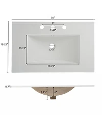 Sillysis Bathroom Vanity with Sink, Modern Fluted Mdf Cabinet, Soft Close Full-Extension Drawers for Small Spaces