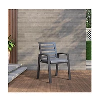 LeisureMod Chelsea Outdoor Dining Armchair Set of 4, Modern Patio Chair with Aluminum Frame, Weather Resistant Uv-Protected Cushions Olefin Fabric