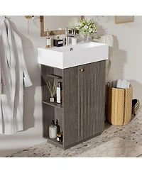 Sillysis Bathroom Vanity with Ceramic Sink, Mdf Cabinet, Soft Close Door and Tissue Holder for Small Spaces