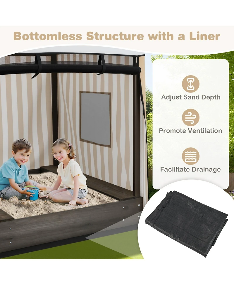 Slickblue Children's Wooden Sandbox with Shade Canopy