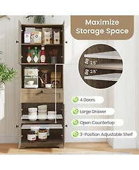 Sugift 67.5-Inch-Tall Modern Freestanding Floor Storage Cabinet with 4 Doors and 1 Drawer