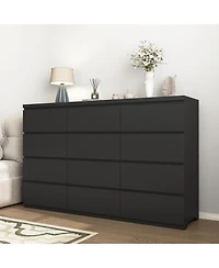 Flynama 8 Drawer Dresser Natural Wood Finish for Bedroom Living Room Rustic Style Storage