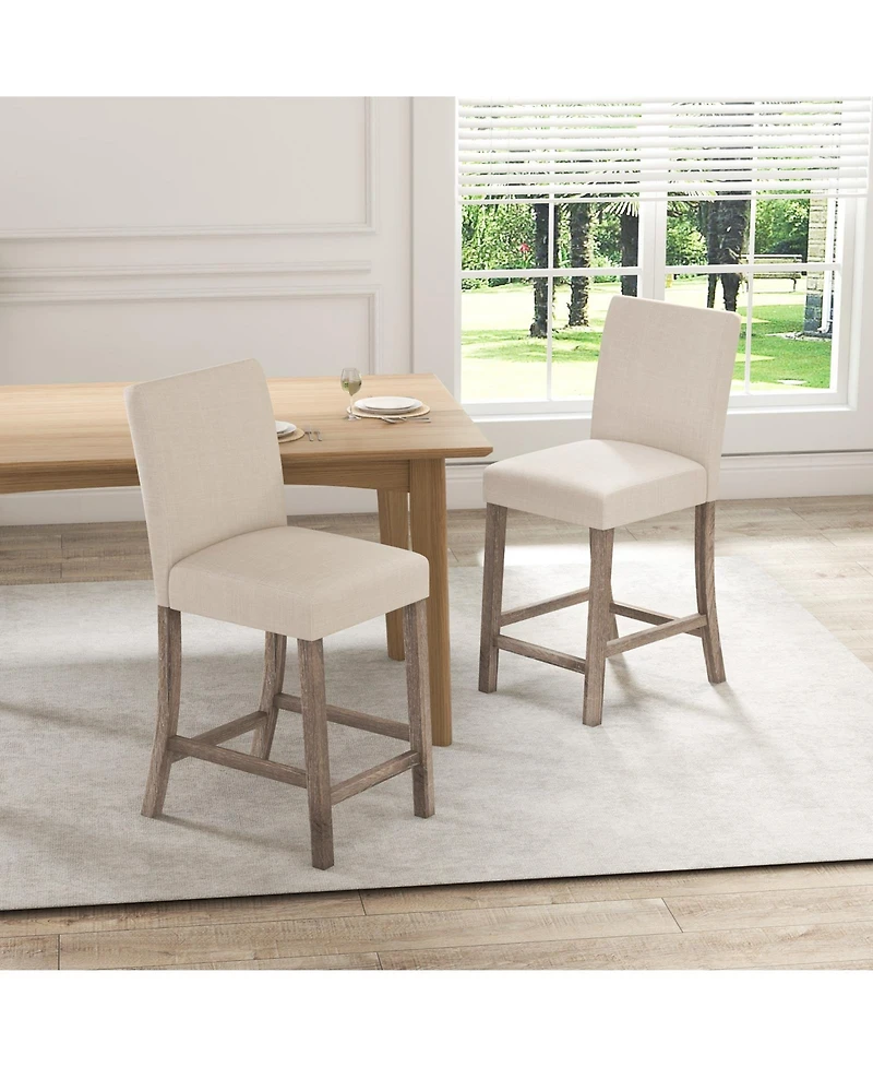 Sugift Counter Height Bar Stools Set of Two with Back and Footrest