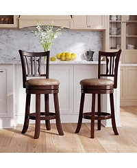 Sugift Counter Height Swivel Bar Stools Set of Two with Wood Frame