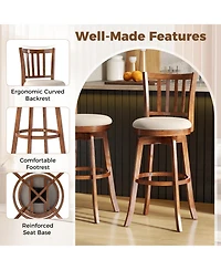 Gymax 30.5'' Swivel Barstools Set of 2 w/Backrest and Upholstered Seat Footrest for Pub