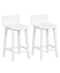 Sugift Wood Bar Stools Set of Two with Solid Back and Seat