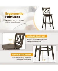 Sugift Wooden Bar Stools Set of Two with Solid Wood Frame