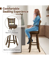 Sugift Swivel Counter Height Bar Stools Set of Two with Rattan Back