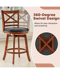 Sugift Swivel Bar Stools Set of Two with Backrest and Footrest