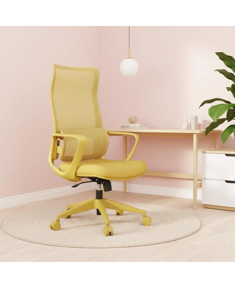 Rainsken Ergonomic Office Chair, Mesh Breathable High Back Computer Chair with Adjustable Lumbar Support, Foam Seat Cushion for Home Office