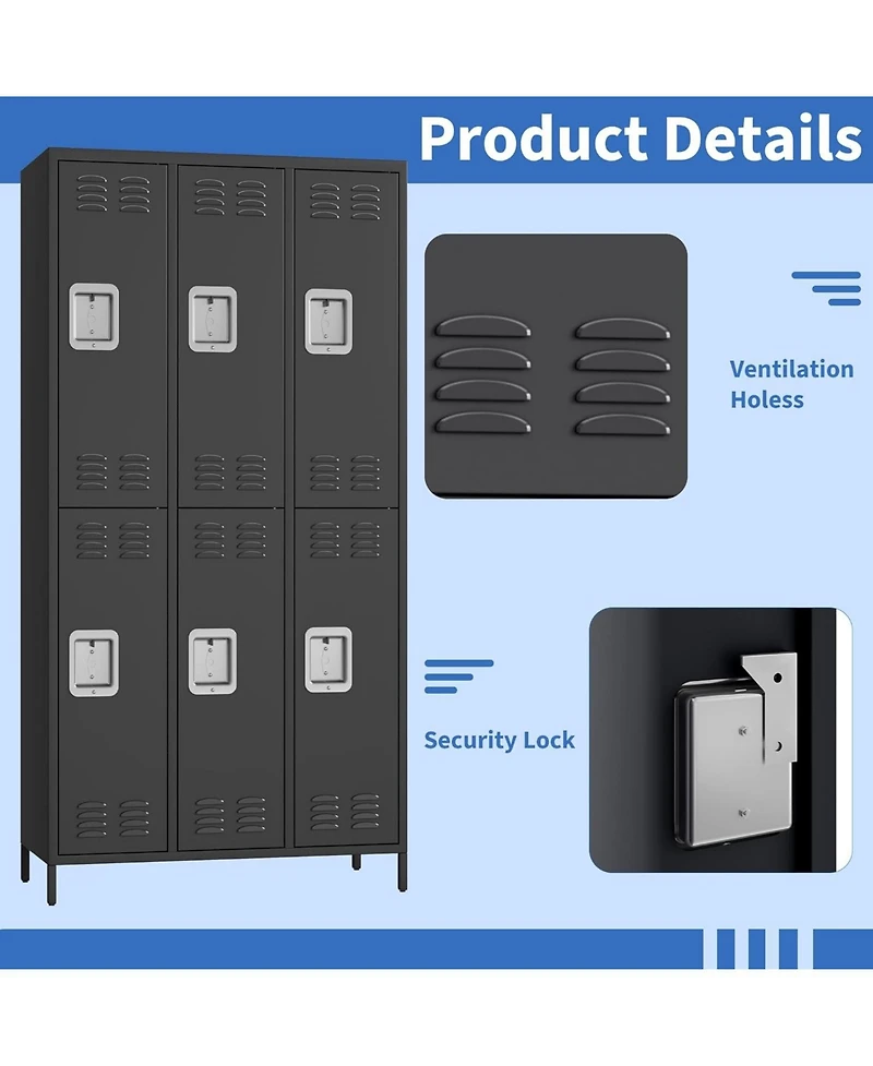 gaomon 6 Doors Employee Lockers for Office, Lockable Employees Metal Locker With Door, Industrial Storage Lockers for Home