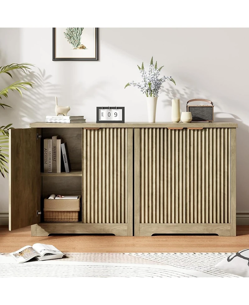 gaomon Buffet Sideboard Cabinet with Fluted Doors, Adjustable Shelves, Modern Accent Storage Console for Dining Room, Living Room