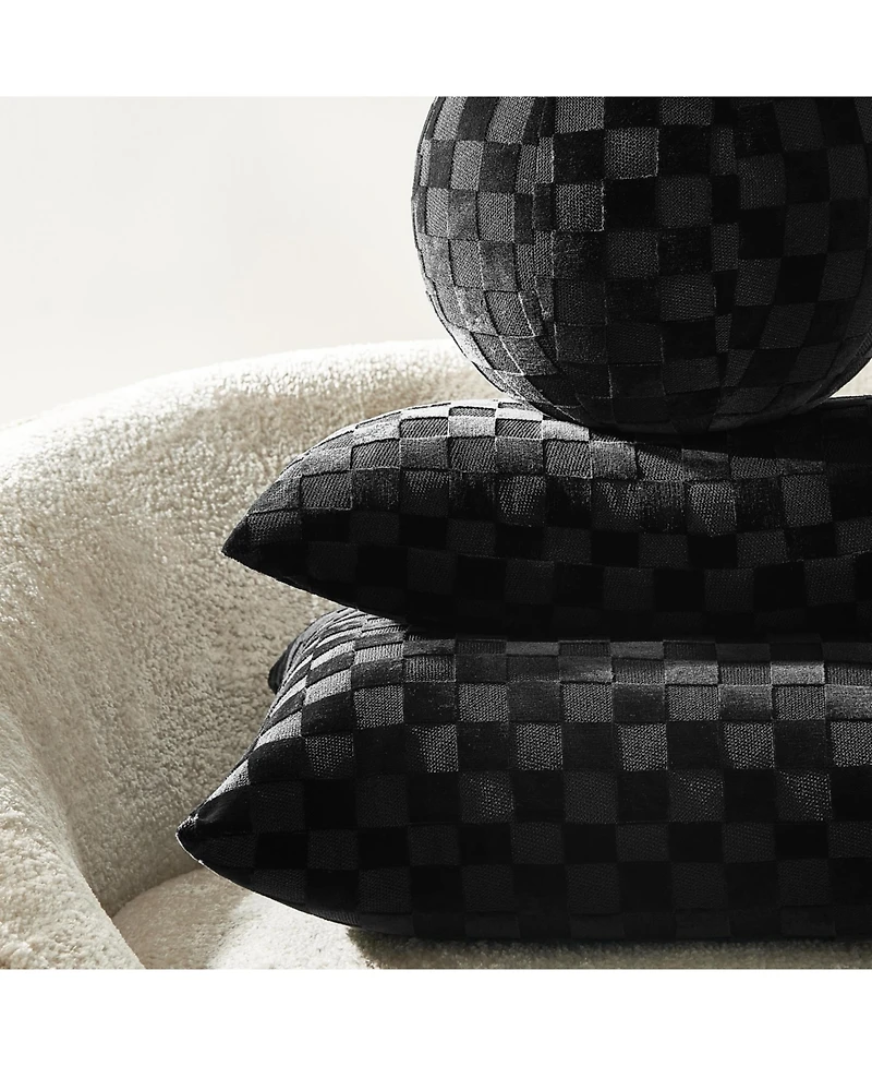 Z Gallerie Checker Velvet Ball Pillow