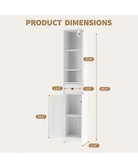 gaomon Tall Bathroom Storage Cabinet, 66.9" Modern Freestanding Cabinet with Open Shelf, Drawer And Door for Bathroom Organization, Storage Cabinet
