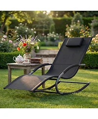 gaomon Adjustable Patio Chaise Lounge with Pillow, All-Weather Steel Frame and Breathable Mesh, Pool Chairs for
