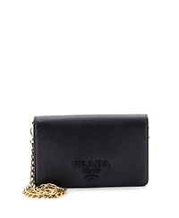 Pre-Owned Prada Mini Monochrome Wallet on Chain Saffiano Leather