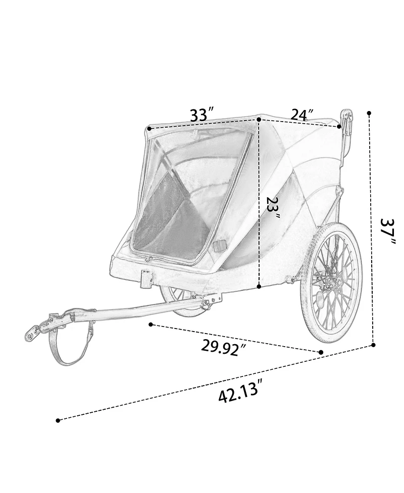 Zeus & Ruta 2-in-1 Cat Trailer Cart with Detachable Hitch Push Handle Quick Release Wheel Storage