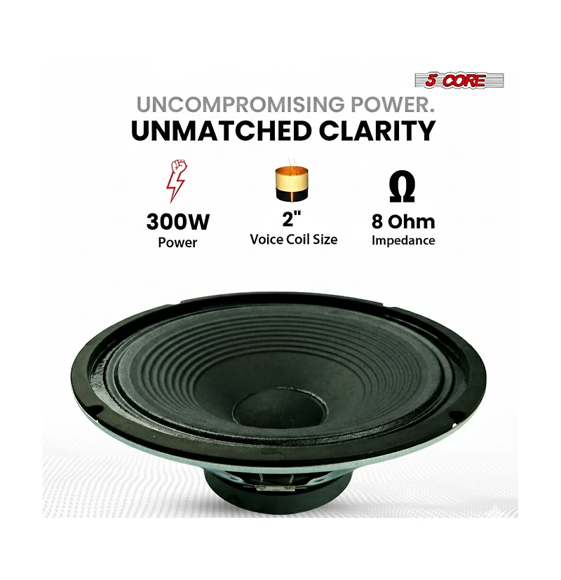 5 Core 12 Inch Guitar Speaker 300W Replacement 8 Ohm Amplifier Cabinet Driver