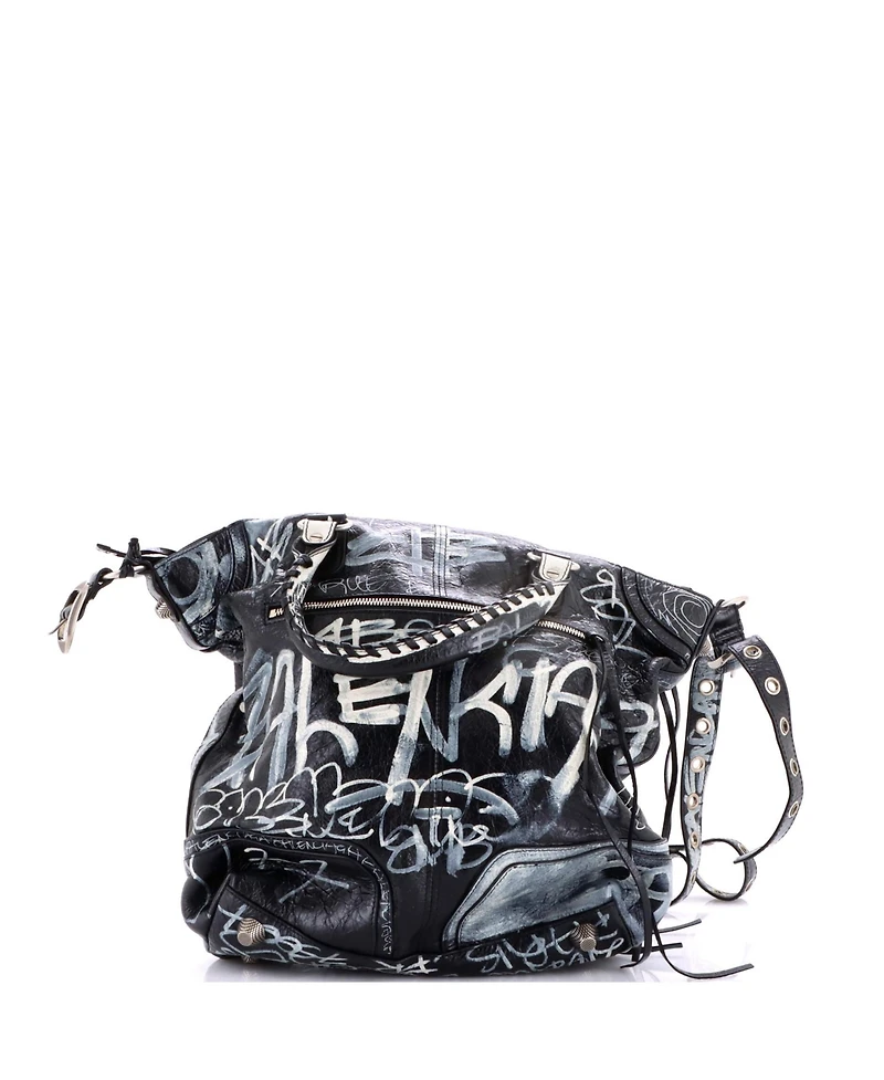 Pre-Owned Balenciaga Medium Le Cagole Graffiti Men Tote Leather