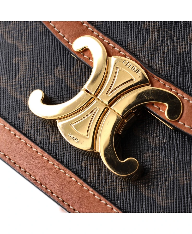 Pre-Owned Celine Teen Triomphe Shoulder Bag Triomphe Coated Canvas