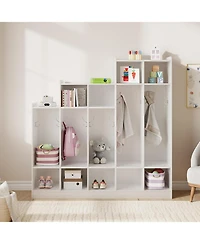 gaomon 5-Section Classroom Coat Locker with 9 Cubbies, Daycare Cubby Storage Organizer with 10 Hooks for Home, School, Nursery, Kindergarten