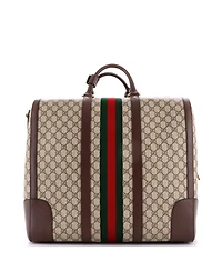 Pre-Owned Gucci Tall Savoy Web Convertible Duffle Bag Gg Coated Canvas