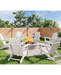 gaomon Folding Adirondack Chairs Set of 6, Hdpe Plastic Outdoor Chairs with Wood Texture 380 Lbs & Weather Resistant for Fire Pit, Deck, Patio, Pool