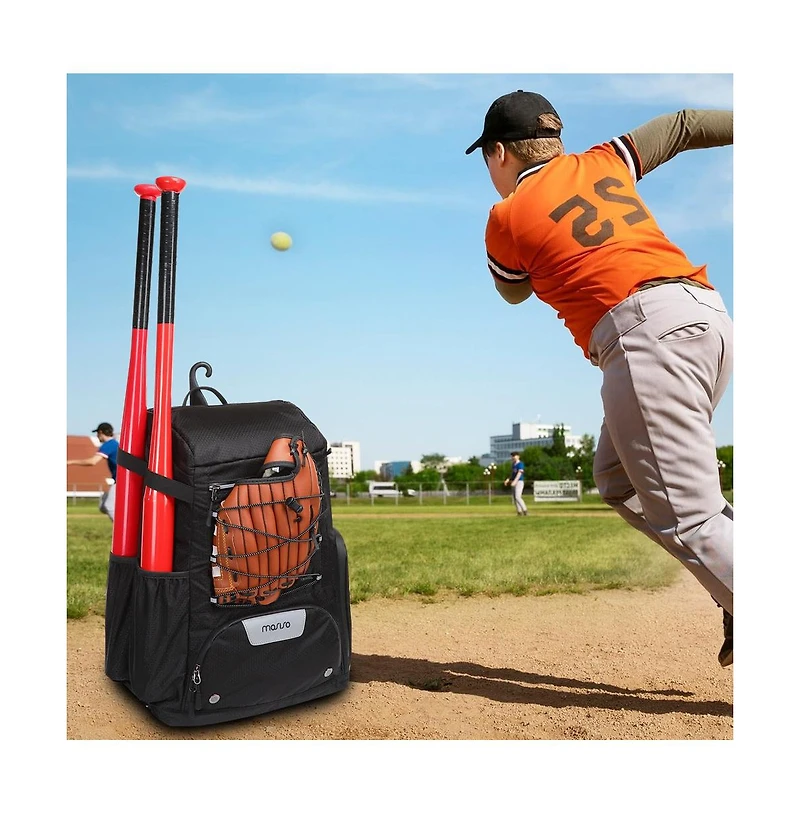 Hikeen Unisex Lightweight Baseball Backpack with Shoe Compartment