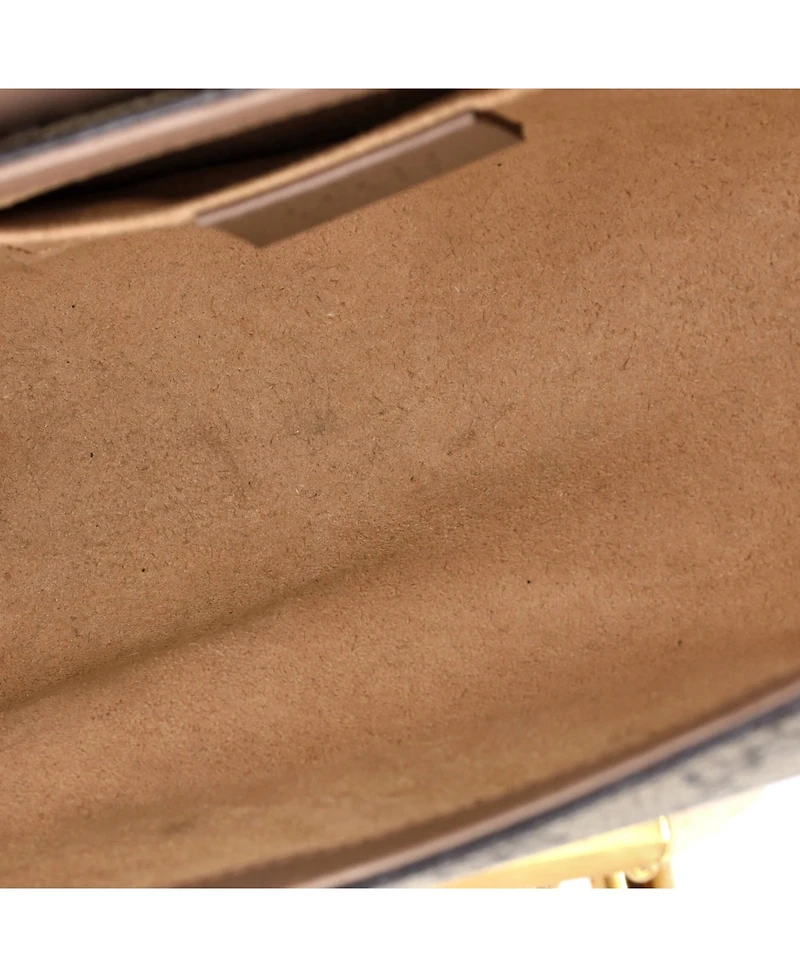 Pre-Owned Gucci Small Pearly Padlock Shoulder Bag Gg Coated Canvas with Studded Leather