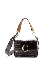 Pre-Owned Chloe Small C Double Carry Bag Embossed Leather