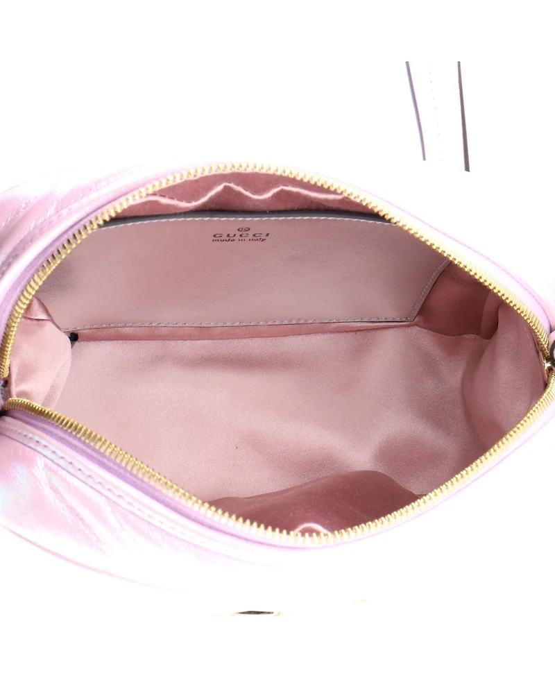 Pre-Owned Gucci Small Gg Marmont Shoulder Bag Chevron Iridescent Leather