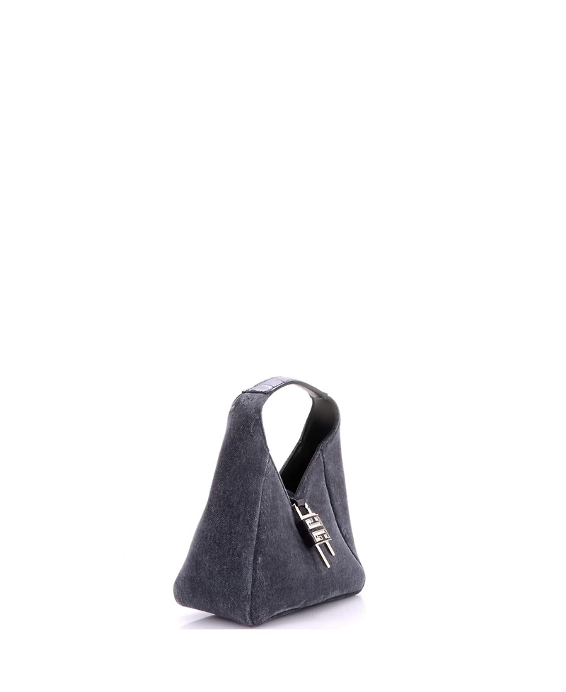 Pre-Owned Givenchy Mini Padlock Hobo Washed Denim and Embossed Leather