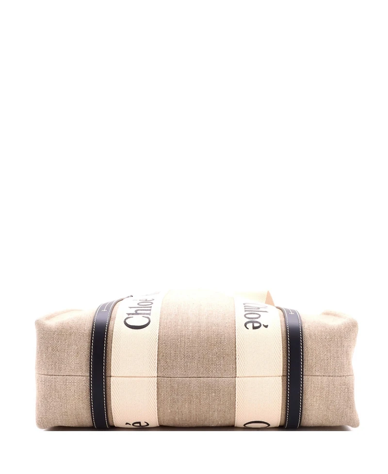 Pre-Owned Chloe Medium Woody Tote Canvas with Leather