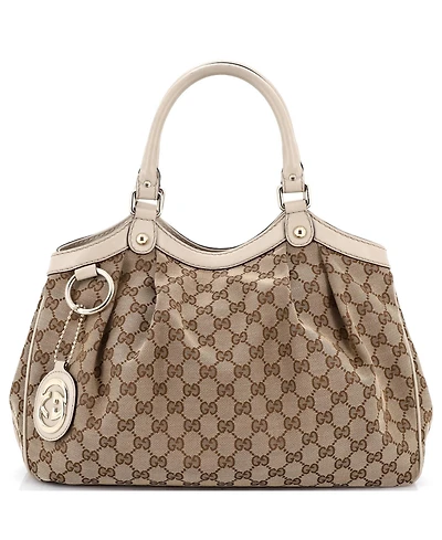 Pre-Owned Gucci Medium Sukey Tote Gg Canvas with Leather