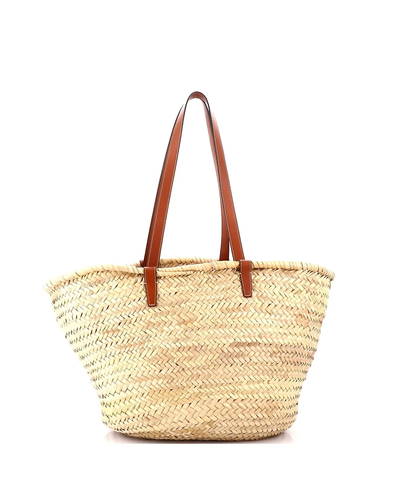 Pre-Owned Celine Large Triomphe Basket Shoulder Bag Raffia with Leather