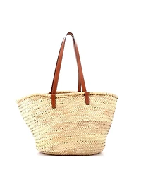 Pre-Owned Celine Large Triomphe Basket Shoulder Bag Raffia with Leather