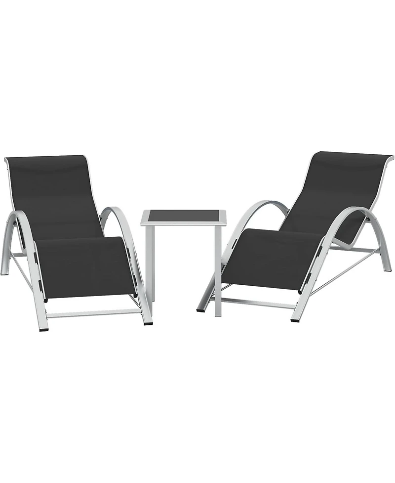 gaomon Outdoor Patio Chaise Lounge Set of Pool Lounge Chairs with Arm & Side Table, Beach Sunbathing Lawn Aluminum Chairs