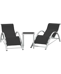gaomon Outdoor Patio Chaise Lounge Set of Pool Lounge Chairs with Arm & Side Table, Beach Sunbathing Lawn Aluminum Chairs