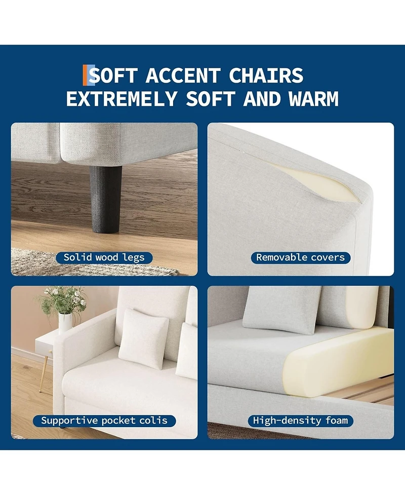 gaomon Loveseat Sofa Love Seat for Small Spaces, Mid Century Accent Chair, Solid Wood Frame, Tool-Free Assembly, Comfy Couch