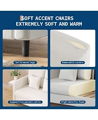 gaomon Loveseat Sofa Love Seat for Small Spaces, Mid Century Accent Chair, Solid Wood Frame, Tool-Free Assembly, Comfy Couch