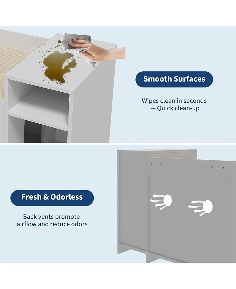 gaomon Wooden Cat Litter Box Enclosure with Storage Shelf & Barn Door, Hidden Indoor House End Table