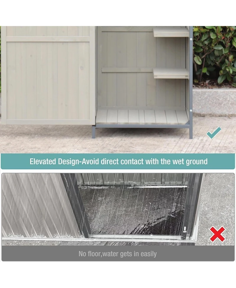 gaomon Outdoor Sheds Storage, Vertical Storage Sheds, Wooden Sheds with Metal Frame, Large Capacity Storage, Box for Backyard Garden