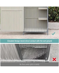 gaomon Outdoor Sheds Storage, Vertical Storage Sheds, Wooden Sheds with Metal Frame, Large Capacity Storage, Box for Backyard Garden